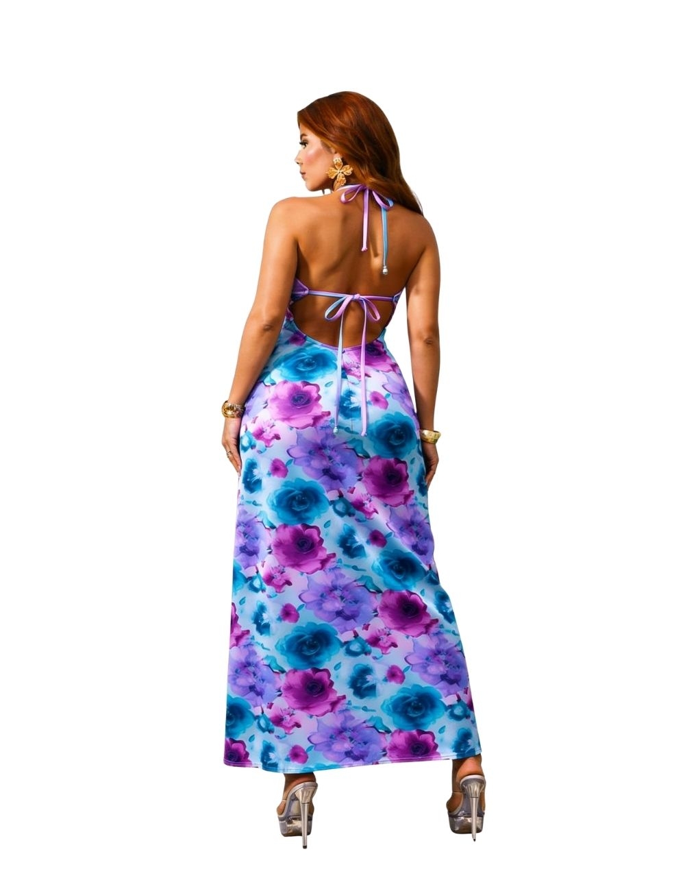 Vestido Flores Largo - Modelo Laurent