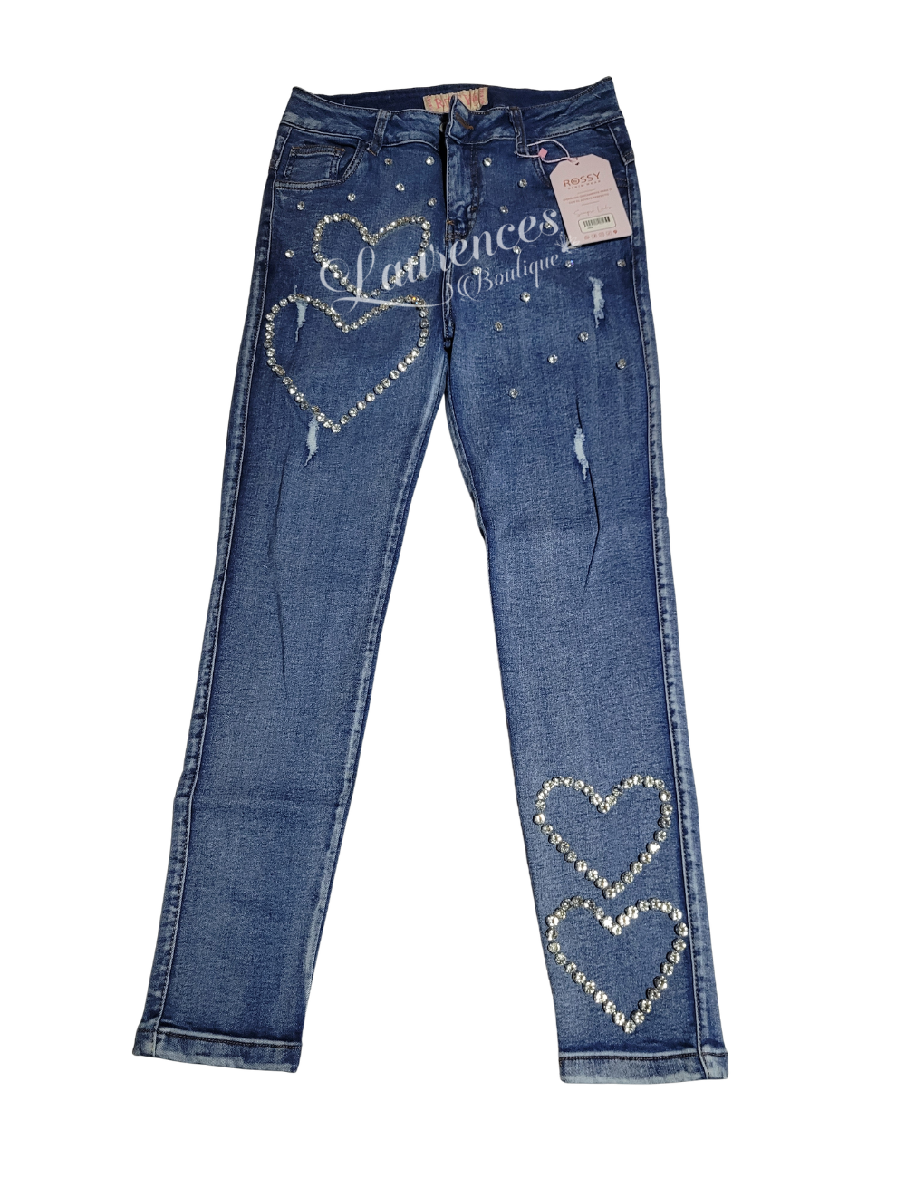 Pantalón Jeans Corazones Brillos