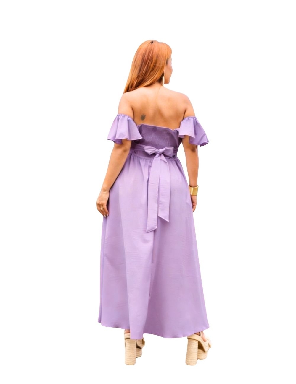 Vestido Rumbera Largo Lila - Modelo Coqueta